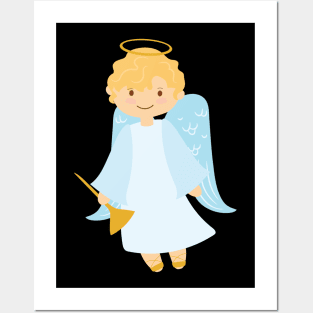 Cute Christmas Angel Posters and Art